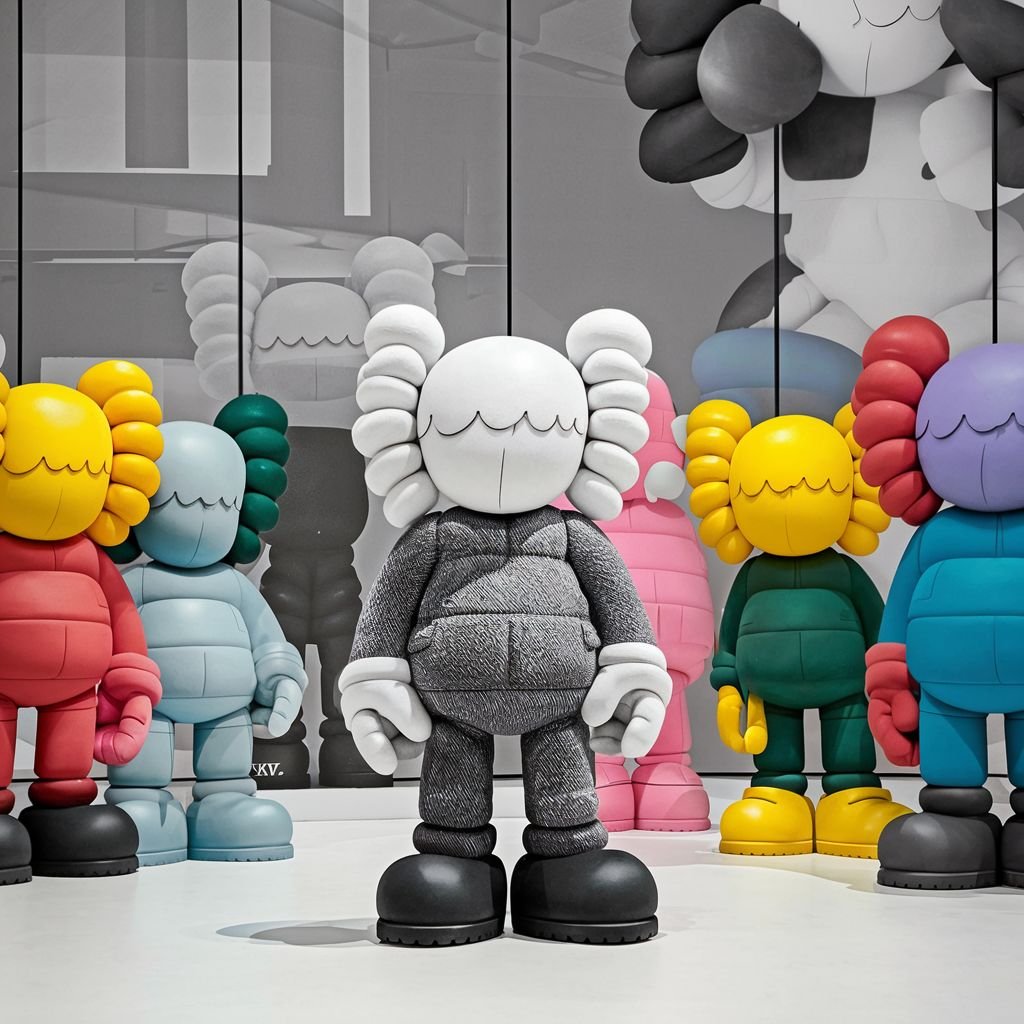 KAWS figures in various colors and sizes, meticulously crafted to capture the essence of character and artistry